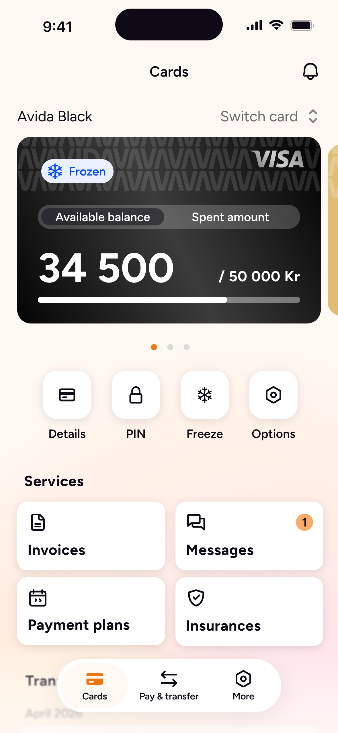 Flera kort i samma vy, med fryst status och byte mellan kort direkt på kortet.